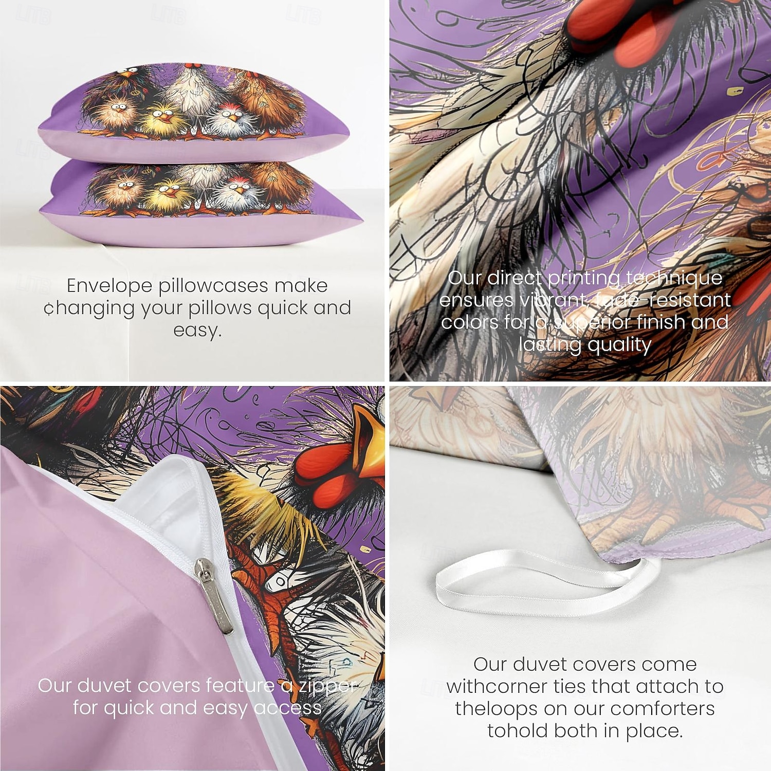 Rooster Funny Duvet Cover Set 100% Cotton Soft and Comfortable Bedding Set with Fun Rooster Print Cozy and Stylish Perfect for Bedroom Decor Easy Care and Machine Washable 2025 - $60.99 –P19