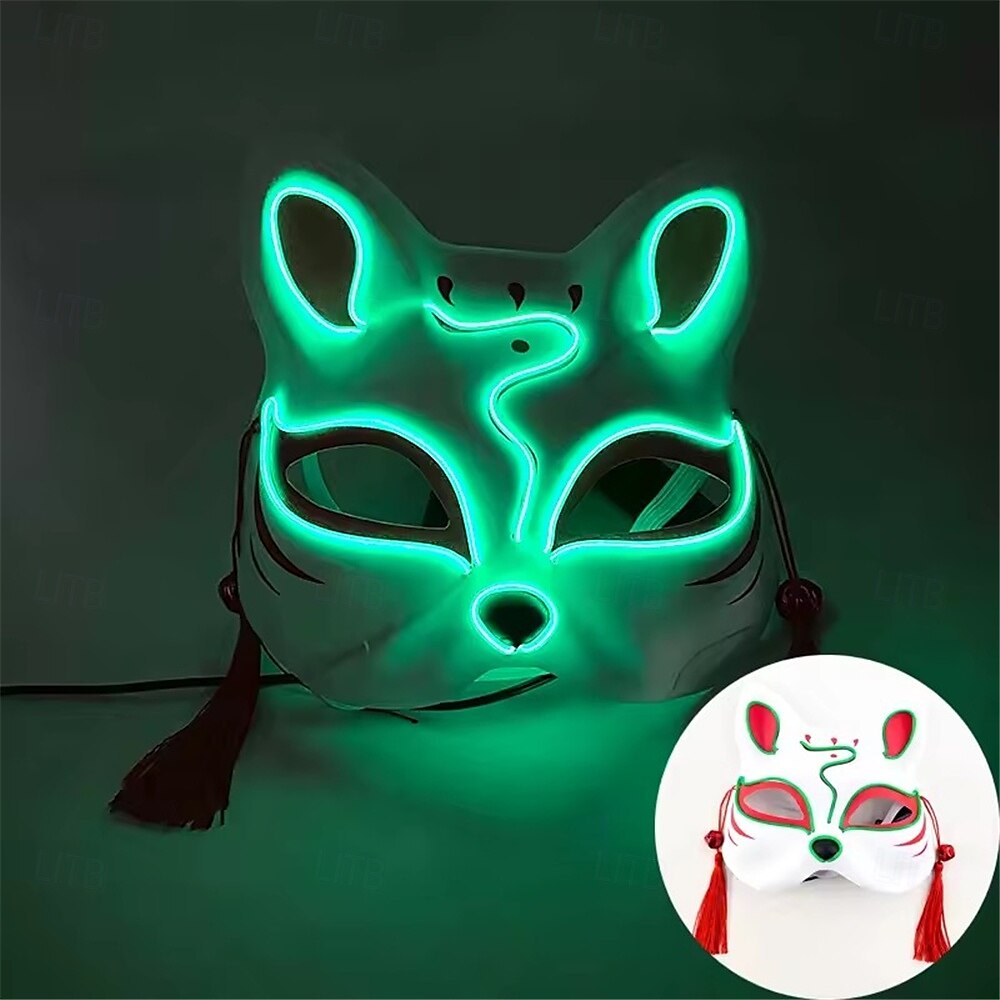 Carnival LED Fox Luminous Mask - Festival Party Light Up Decoration Prop, Internet Celebrity Live Streaming Gift AA Batteries Powered - 1PC 2025 - $14.99 –P5