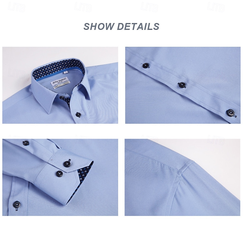 Men's Dress Shirt Work Shirt Button Up Shirt Solid Color Formal Wedding Light Blue Black White Navy Blue Long Sleeve Turndown All Seasons Clothing Apparel 2025 - $27.99 –P1