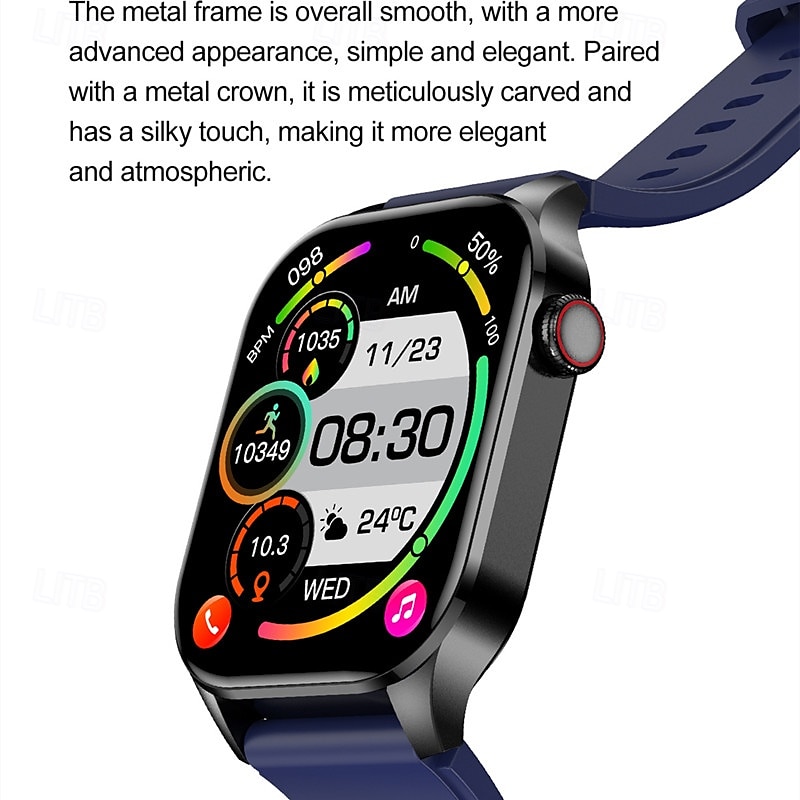 Smartwatch 2-Inch OLED Screen Bluetooth Call Voice Assistant Heart Rate And Blood Glucose Monitoring Waterproof Bluetooth Call Non-Invasive Blood Glucose Measurement Blood Component Measurem 2025 - $72.99 –P17