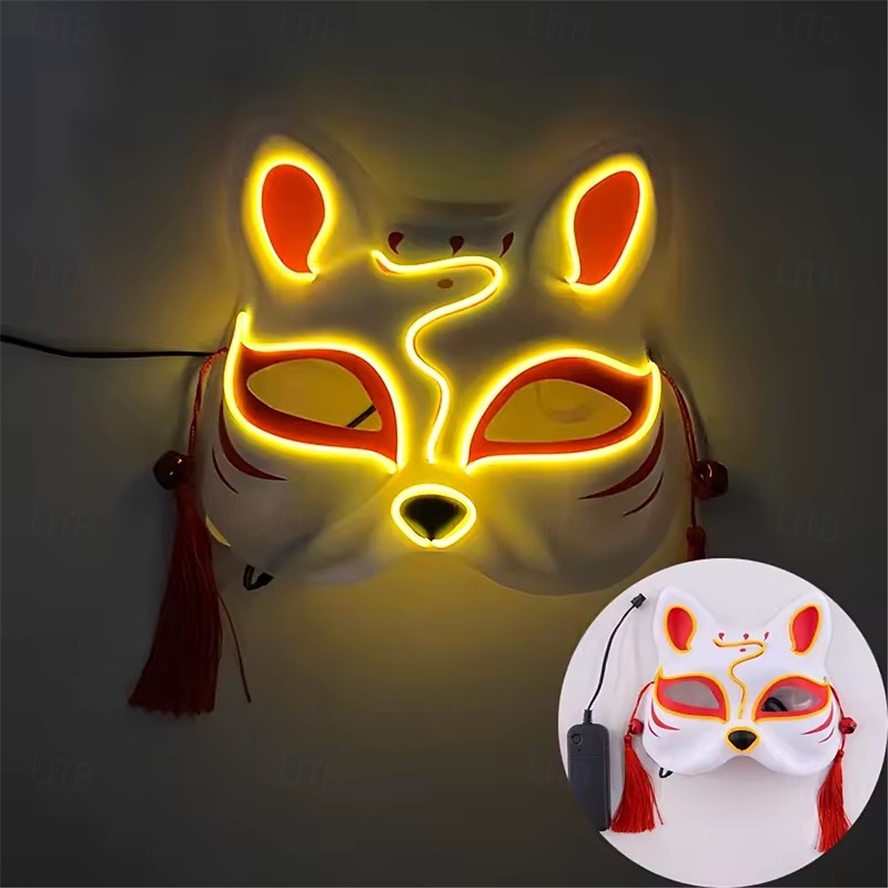 Carnival LED Fox Luminous Mask - Festival Party Light Up Decoration Prop, Internet Celebrity Live Streaming Gift AA Batteries Powered - 1PC 2025 - $14.99 –P9