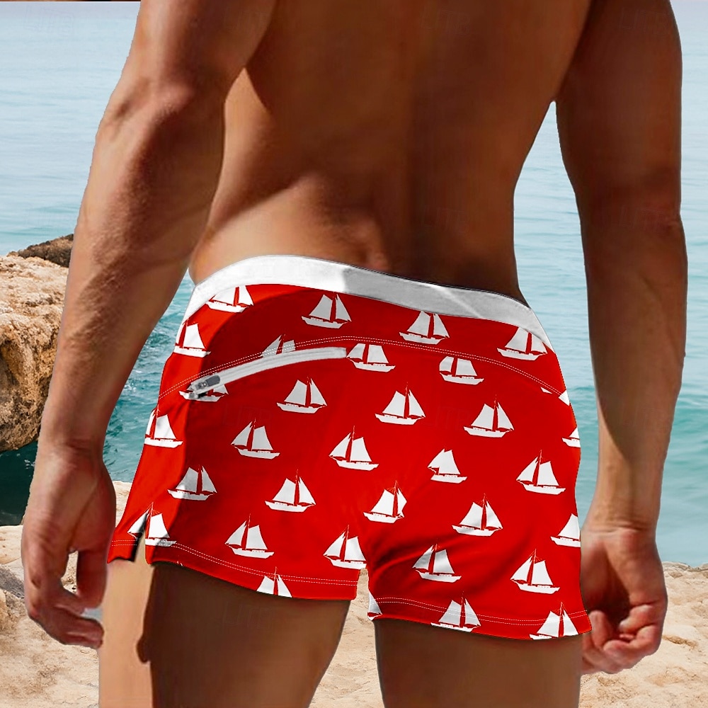 Men's Sailboat Swim Trunks Swim Shorts Board Shorts Mid Waist 3D Print Hawaiian Surfing Holiday Beach Drawstring with Mesh lining Elastic Waist Designer Clothing Apparel 2025 - $19.99 –P5