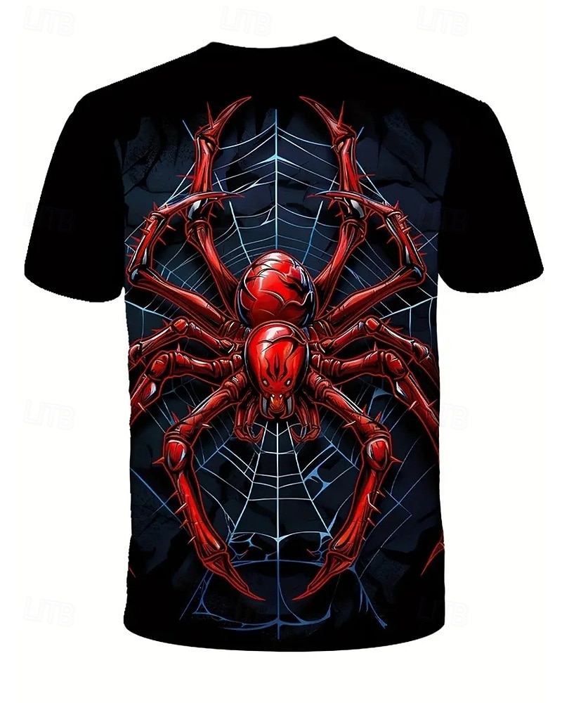 Poikien 3D Kuvitettu SPIDER T-paita Lyhythihainen Kesä Kevät Muoti Perus Lapset 4-12 vuotta Tiukka pyöreä kaula-aukko ulko- Kausaliteetti Päivittäin Normaali 2025 - $11.99 –P4
