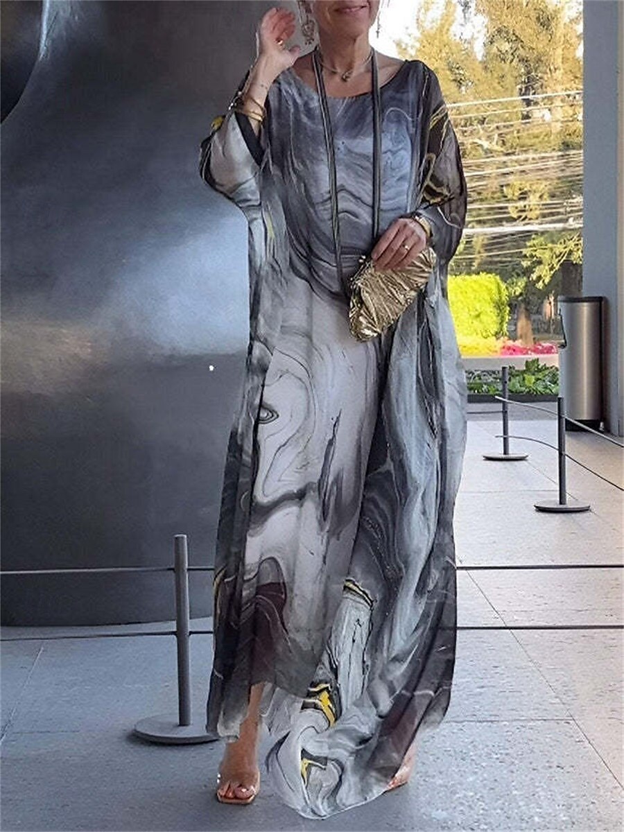 Per donna Vestito maxi Abiti in chiffon Elegante Informale Da mare Giornaliero Appuntamento Morbido Ambra Girocollo Giallo Chiaro Blu Grigio Primavera Autunno del 2025 a $26.99 -P4