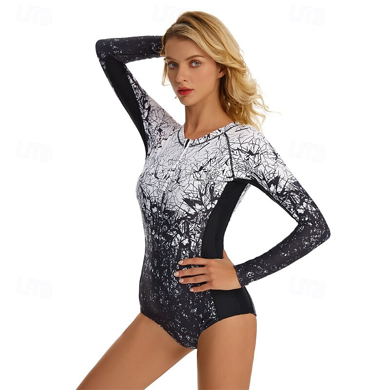 Mujer Camiseta Protección Solar Surf Traje de baño Impreso Cremallera delantera Licra Protección solar UV UPF50+ Secado rápido Manga Larga Body Traje de baño Surf Playa Deportes acuáticos Verano 2026 - $31.99 –P5