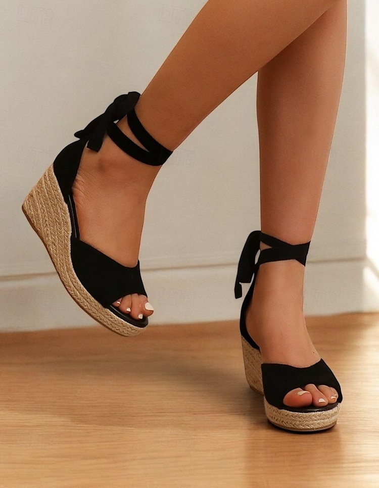 Women's Beige Espadrille Wedge Sandals with Ankle Wrap, Open-Toe Summer Shoes for Beach, Casual, and Vacation Wear 2025 - $46.99 –P4