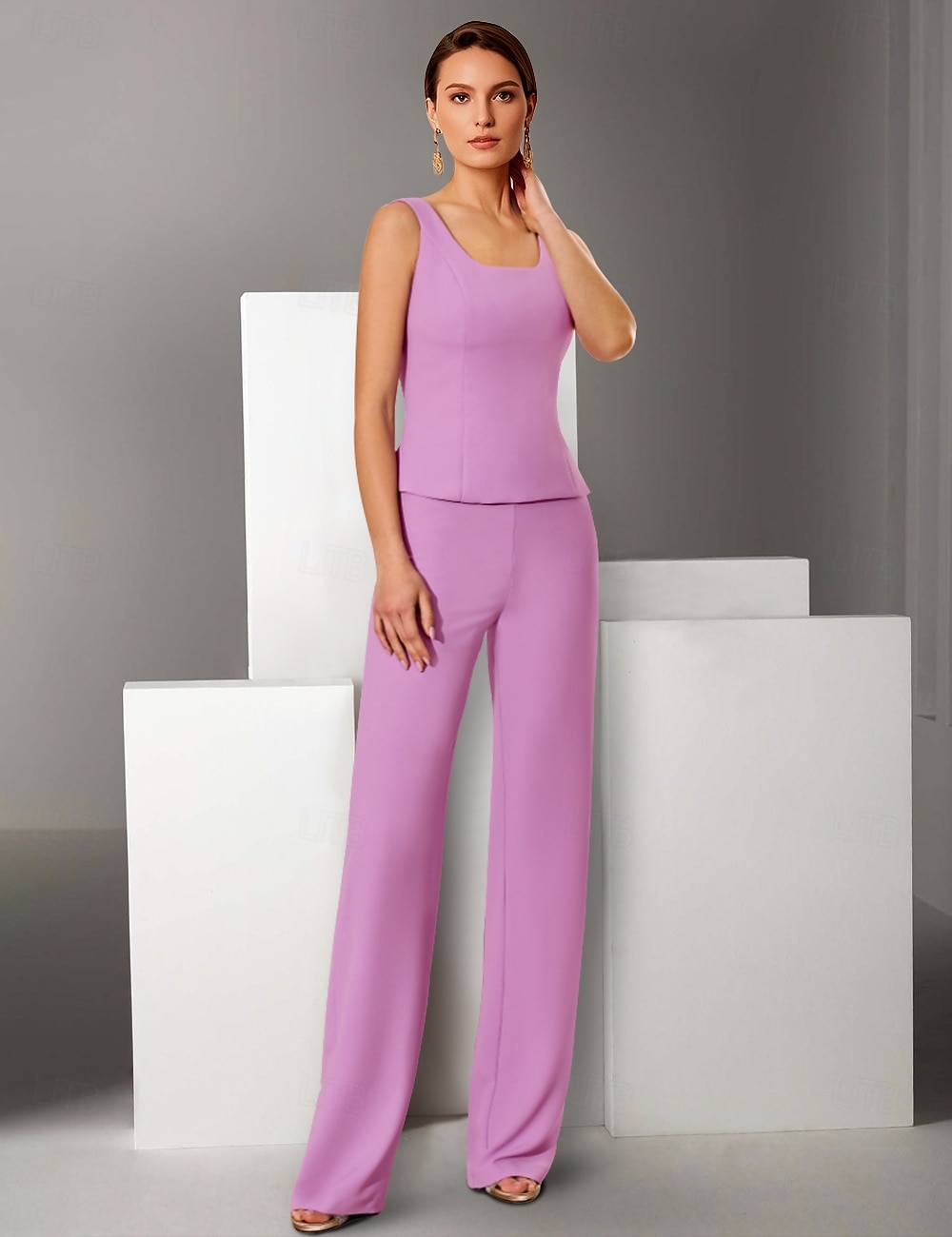 Felső  oszlop 3 darabos nadrág öltöny tengerparti esküvő anyja a menyasszonynak elegáns vintage ékszer nyakpadlós hosszú ujjú chiffon 3/4 ujjú tollas gyöngyökkel 2025 - $201.99 –P2