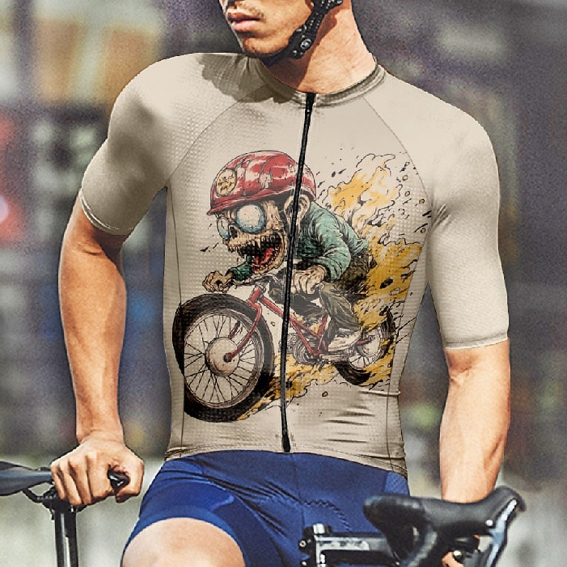 Herr Cykeltröja Grafisk Kortärmad Cykel T-shirt Tröja med 3 bakfickor Bergscykling Snabb tork Anatomisk design Uppsugande Andningsfunktion sporter Svart Kaki Kläder 2025 - $25.99 –P12