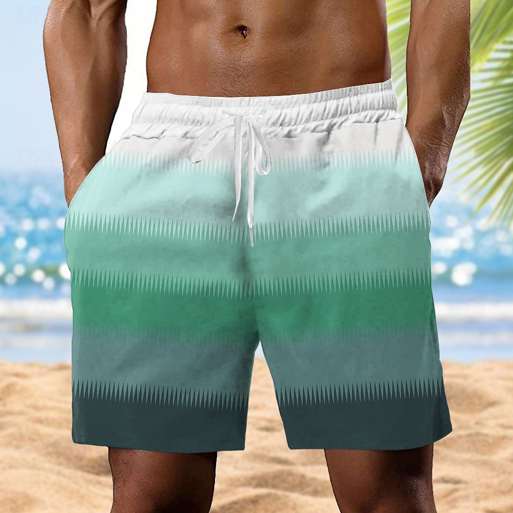 Férfi Színes Színátmenet színe Izzadt nadrág Strand rövidnadrág Terry Shorts Közepes csípő Szüret Alkalmi Napi Szabadság Utcai öltözék Zsinór Rugalmas derék 3D nyomtatás Tervező Ruházat 2025 - $19.99 –P4