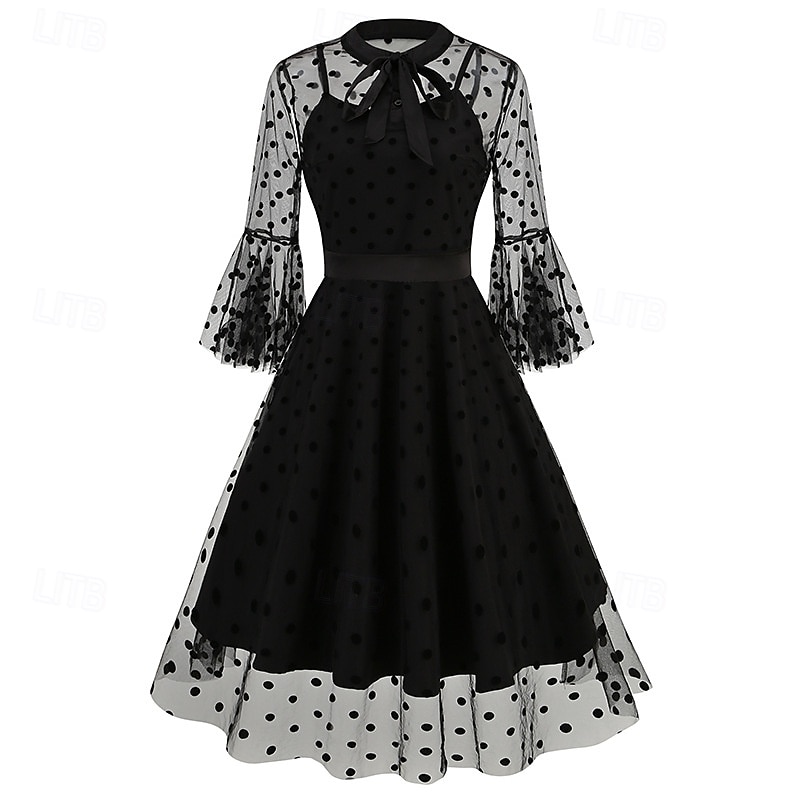 Elegantní Retro 50. léta Šaty Maškarní Výšivka Květiny Dámské Karneval Nový rok Plesová maškaráda Běžné / Denní loučení se svobodou nevěsty Dospělé Šaty 2025 - $48.99 –P13