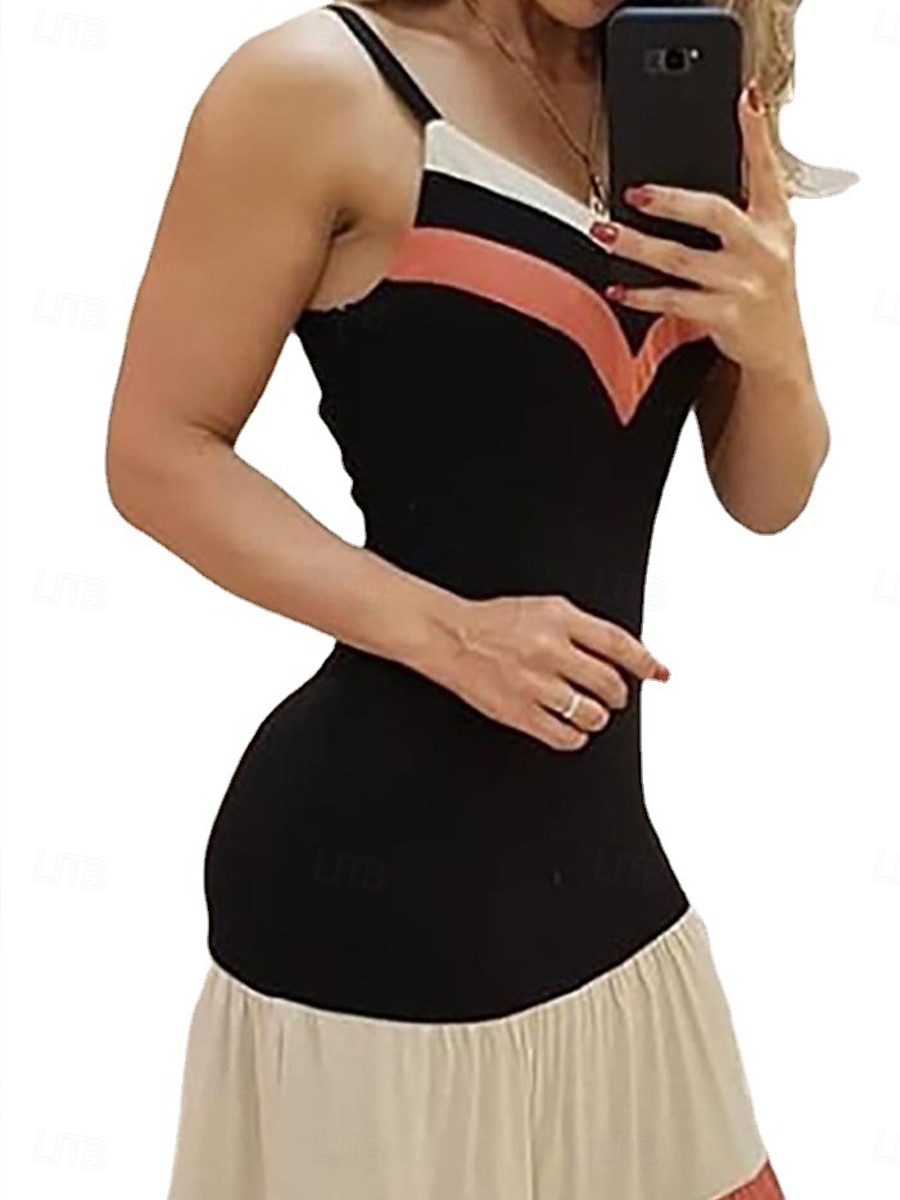 Pentru femei Normal Rochie Maxi Rochie eleganta Sexy Zilnic Dată Fit regulat Dunga Fără manșon Cu Bretele Negru Primăvară 2025 - $33.99 –P5