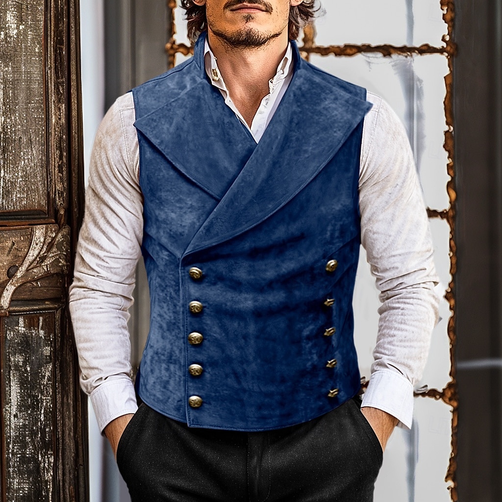 Miesten Mokkamainen liivi Loma Arki-asut Bile Vintage-tyyli Tyylikästä ja modernia 봄 & Syksy Napit Polyesteri Mukava Tavallinen Kaksirivinen Kuningatar Anne Normaali Musta Rubiini Laivaston sininen 2026 - $39.99 –P5