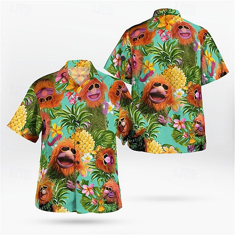Per uomo Pop art Ananas Hawaiano Camicia Camicia estiva Camicia hawaiana Manica corta Camicia Collo ripiegabile Hawaiano Originale Informale Esterno Strada Informale Rosso verde Verde chiaro Blu Con del 2025 a $3.09 –P10