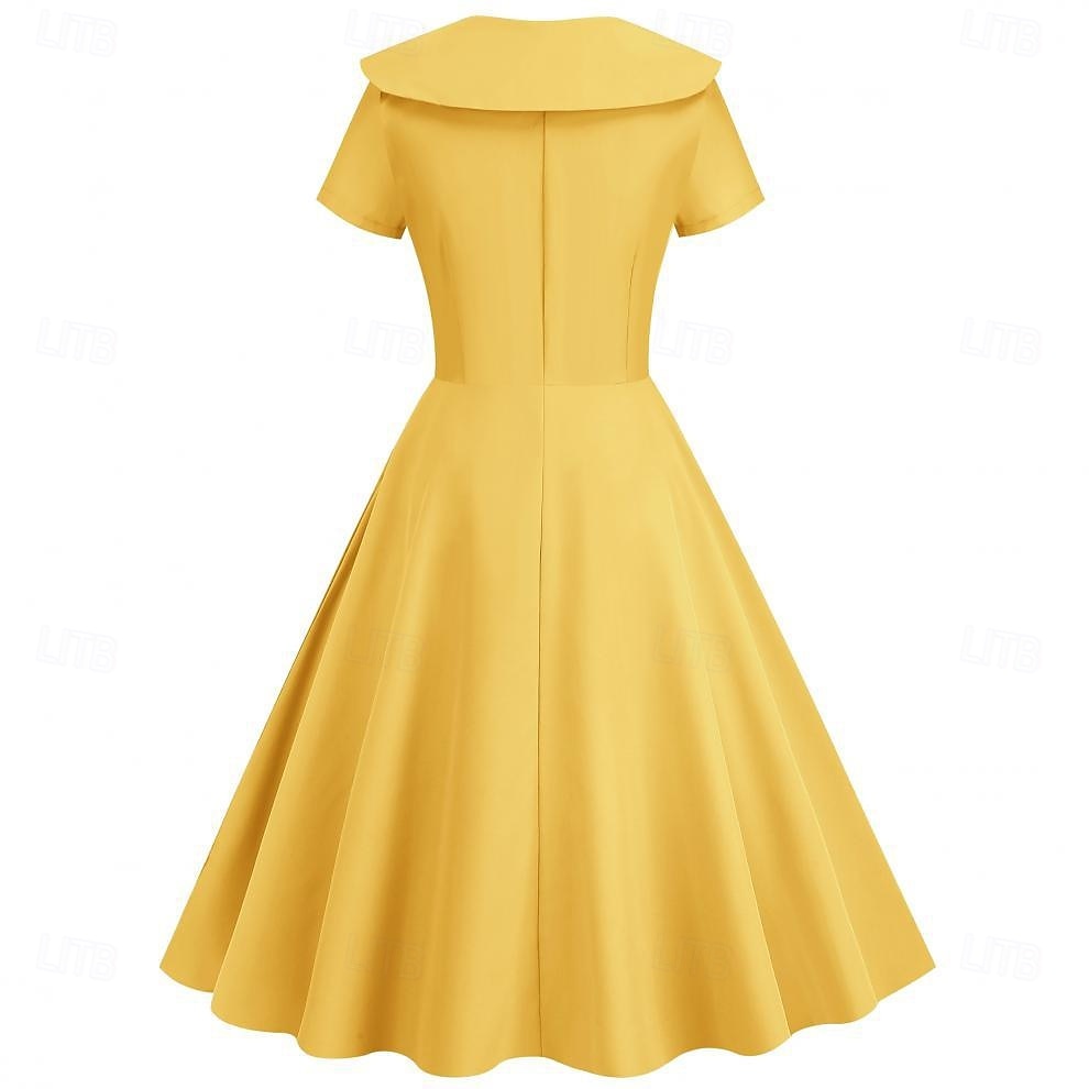 Retro 50. léta Rockabilly Polední Šaty Šaty na šaty Rozevláté Do V Maškarní kostým Dámské předvečer Všech svatých Karneval Valentýna Čajový dýchánek Retro tematická párty Dospělé Šaty Léto 2025 - $25.99 –P14