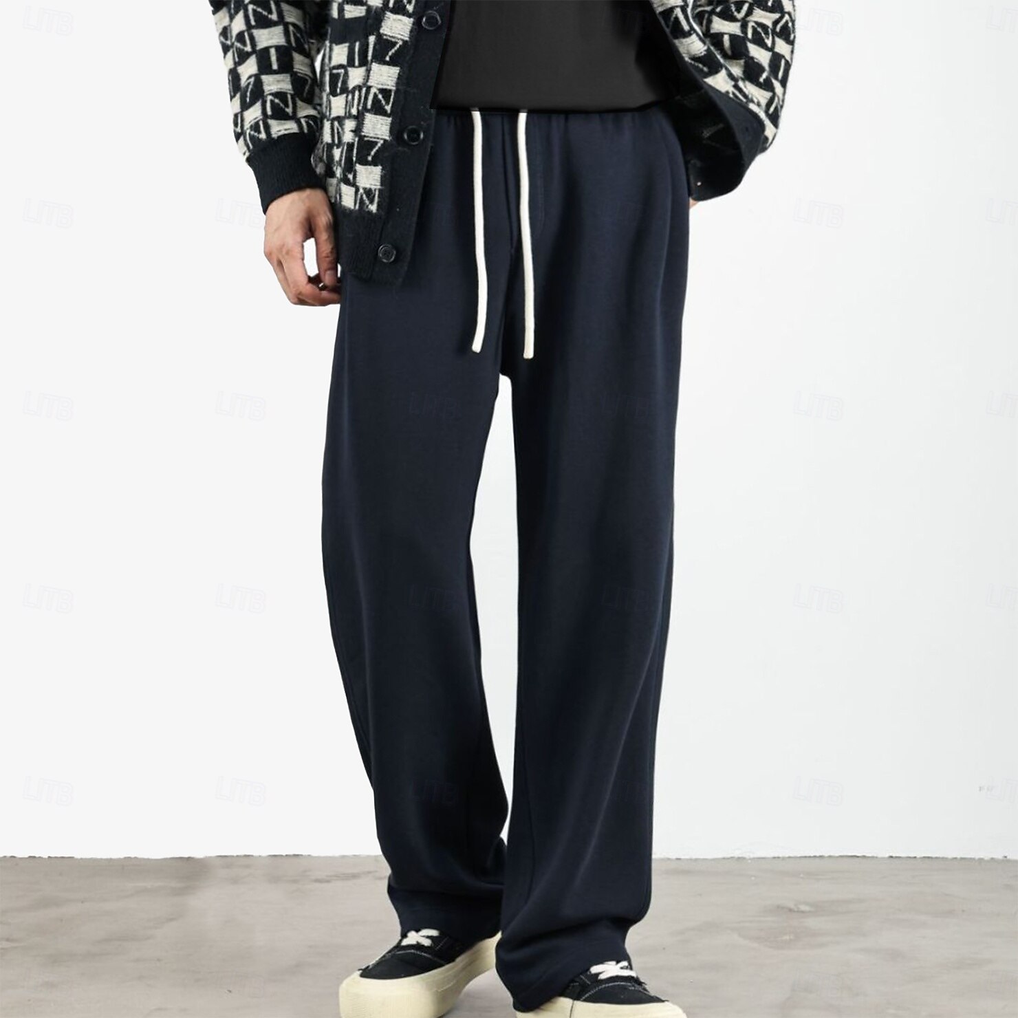 Herre Atletisk bukser Aktive bukser Aktiv Joggere Helfarge Full lengde utendørs Feriereise Hjem Sport Mote Navyblå Beige Mikroelastisk 2025 - $26.99 –P6