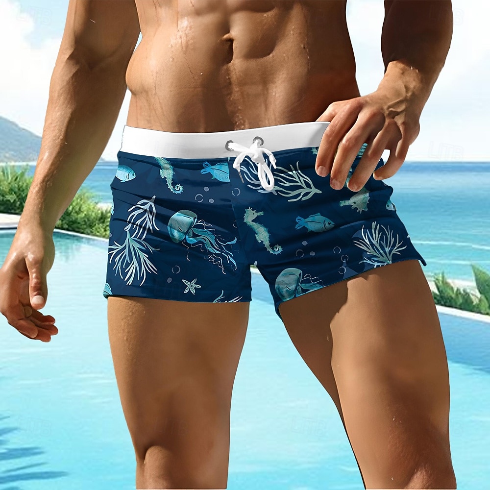 Hombre Hawaiian Criaturas del mar Boxers de Natación Pantalones de Natación Pantalones de Surf Media cintura Moda Design Surf Festivos Playa Correa Bolsillo Cintura elástica Diseñador Ropa 2026 - $16.99 –P1