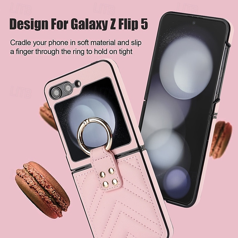 2025年 電話 ケース 用途 サムスンのギャラクシー Zフリップ6 Z Flip 5 Z Flip 4 Z Flip 3 バックカバー リングバックル 耐衝撃 レトロ風 TPU PUレザー コレクション – $23.99 –P5