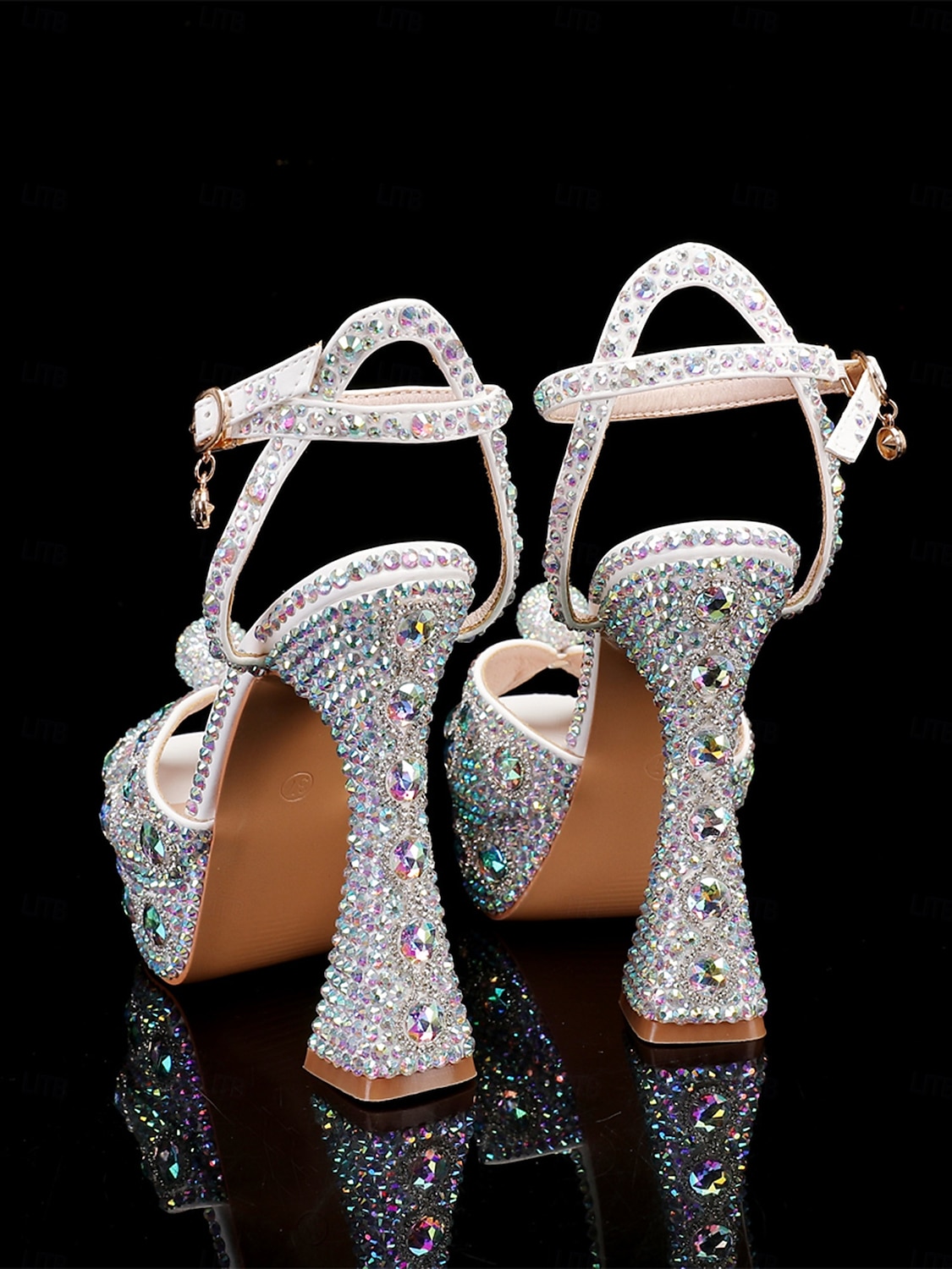 Women's Glamorous Crystal-Embellished Platform Sandals with Ankle Strap | Perfect for Weddings and Special Occasions 2025 - $89.99 –P8