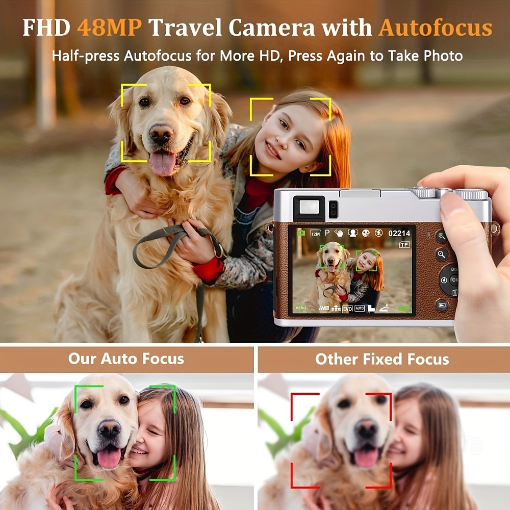 4K UHD Point and Shoot Camera Digicam with Auto Focus Compact Digital Camera Travel Camera with Auto Focus 48MP Vlogging Camera 2025 - GBP £102.14 –P6