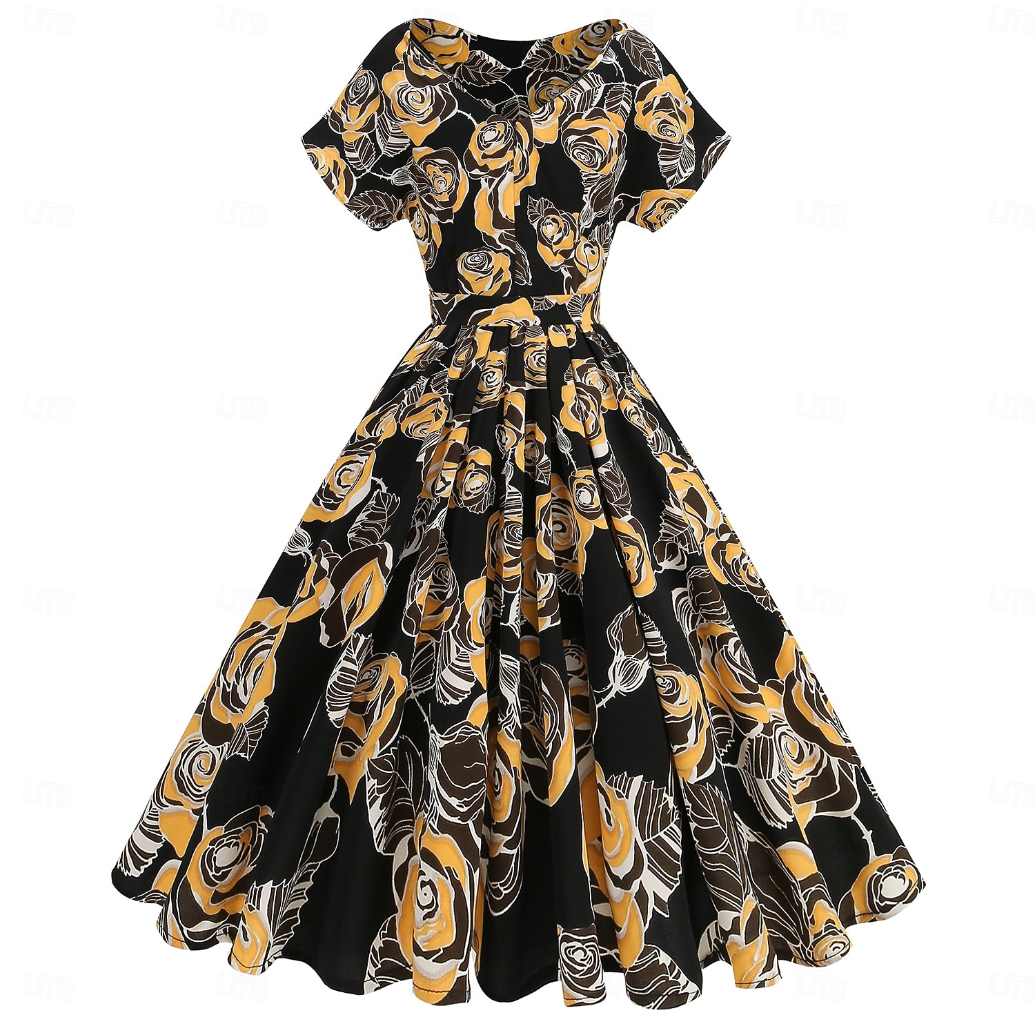 Retro Vintage 1950er Hepburn Kleid Ausgestelltes Kleid Tupfen Blume / Blumenmuster Kostüm Damen Maskerade Veranstaltung / Fest Junggesellinnenabschiedsparty Festival Erwachsene Kleid 2026 - $34.99 –P1