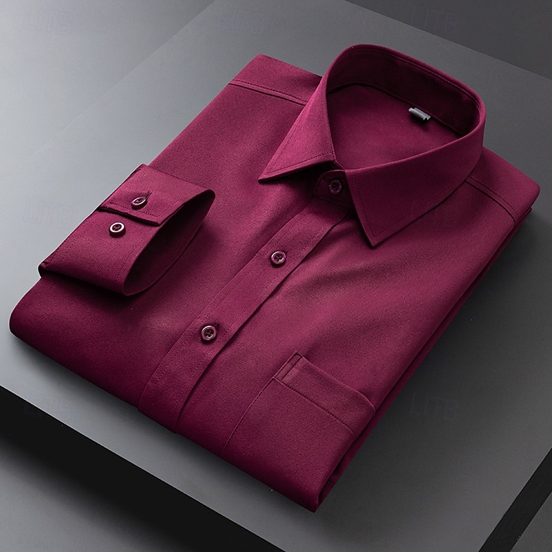 Hombre Camisa para Vestido Camisa sin planchar Plano Diario Exterior Bleu Ciel Azul Marino Manga Larga Cuello Vuelto Verano Primavera Ropa 2026 - $28.99 –P7