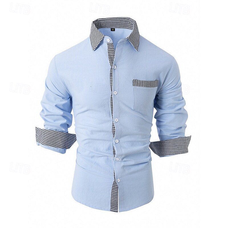 Herren Hemd Oberhemd Knopfhemd Farbblock Hochzeit Party Schwarz Weiß Rosa Orange Langarm Kargen Frühling & Herbst Bekleidung Patchwork 2025 - $26.99 –P7