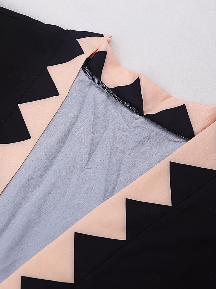 Langes Damenkleid Maxikleid Boho-Kleid Freizeitkleid Swing-Kleid Sommerkleid Vintage Urlaub Alltag Strand Regular Fit Geometrisch 3/4-Ärmel V-Ausschnitt Schwarz Sommer Frühling Herbst 2025 - $25.99 –P8