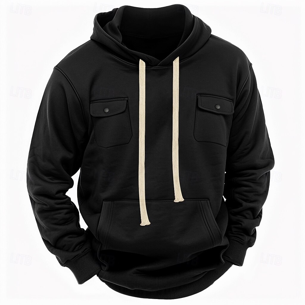 Hombre Sudadera Sudadera con capucha de lana Sudadera táctica con capucha Negro Verde Ejército Caqui Gris Ligero Gris Oscuro Con Capucha Plano Bolsillo Casual Diario Ropa de calle Básico Casual 2025 - $27.99 –P5