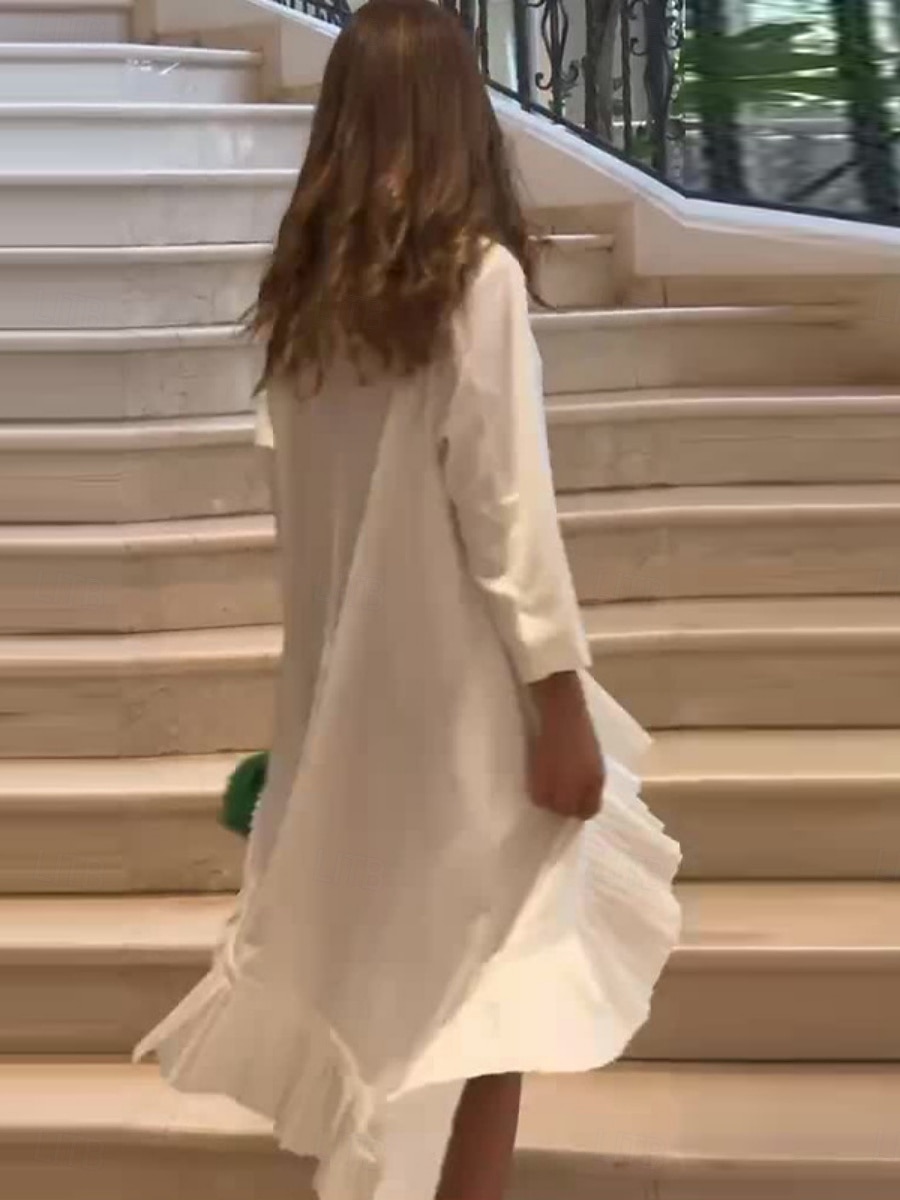 robe blanche Robe chemise Robe casual Femme Robe mi-longue A Volants Patchwork Sport & Loisir Plein Air Décontractées Mao manche longue Standard Noir Blanche S M L XL de 2025 ? $49.99 –P3