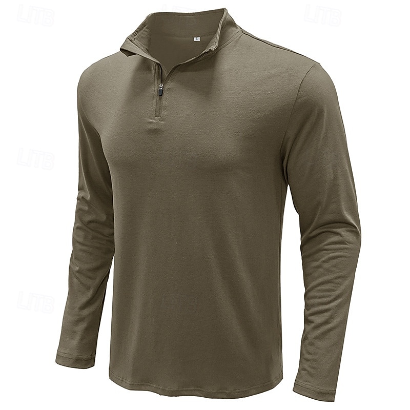 Herr Quarter Zip Polo Golf pikétröjor Utomhus Casual Fjärdedels blixtlås Långärmad Mode Modern Ensfärgat Stickat Vår & Höst Standardpassform Svart Vit Marinblå Mörkgrön Brun Quarter Zip Polo 2025 - $22.99 –P8