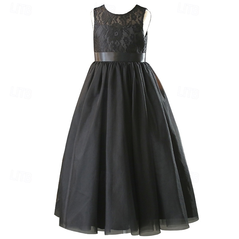 ts princesse longueur au sol robe de demoiselle d'honneur quinceanera filles jolie robe de bal tulle avec nœud(s) coupe élégante 3-16 ans de 2025 ? $102.99 –P5