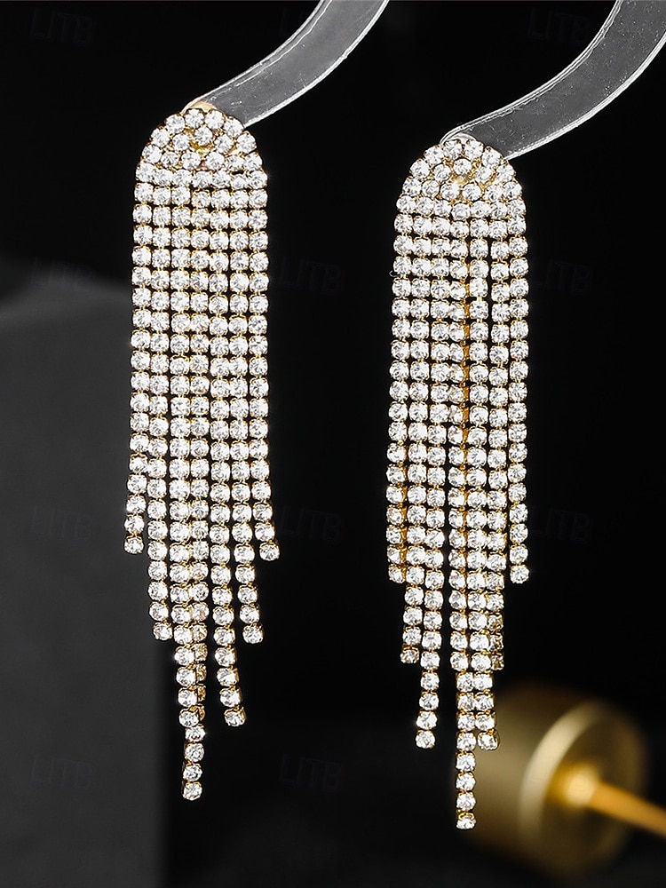 dames oorbellen met strass-kwast - sprankelende statement sieraden voor bruiloften, feesten en avondevenementen 2026 - $11.99 –P3