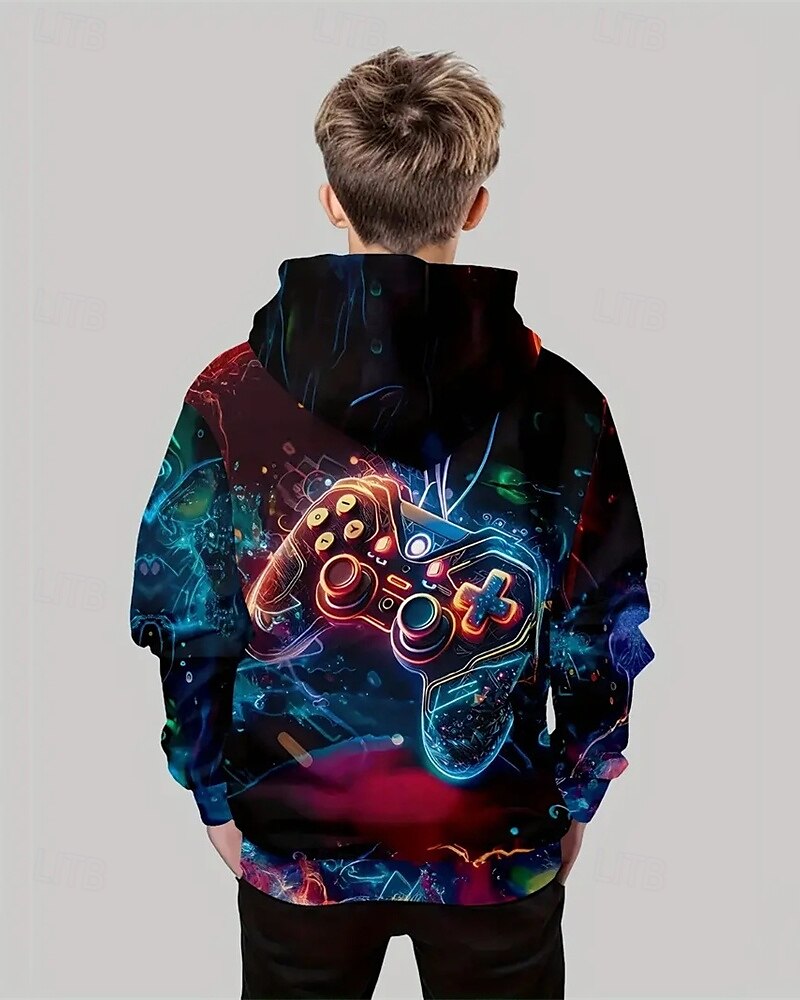 Pojkar 3D Grafisk Spel Huvtröja Långärmad Vår Höst Mode Streetwear Barn 4-12 år Huva Utomhus Ledigt Dagligen Normal 2025 - $18.99 –P2