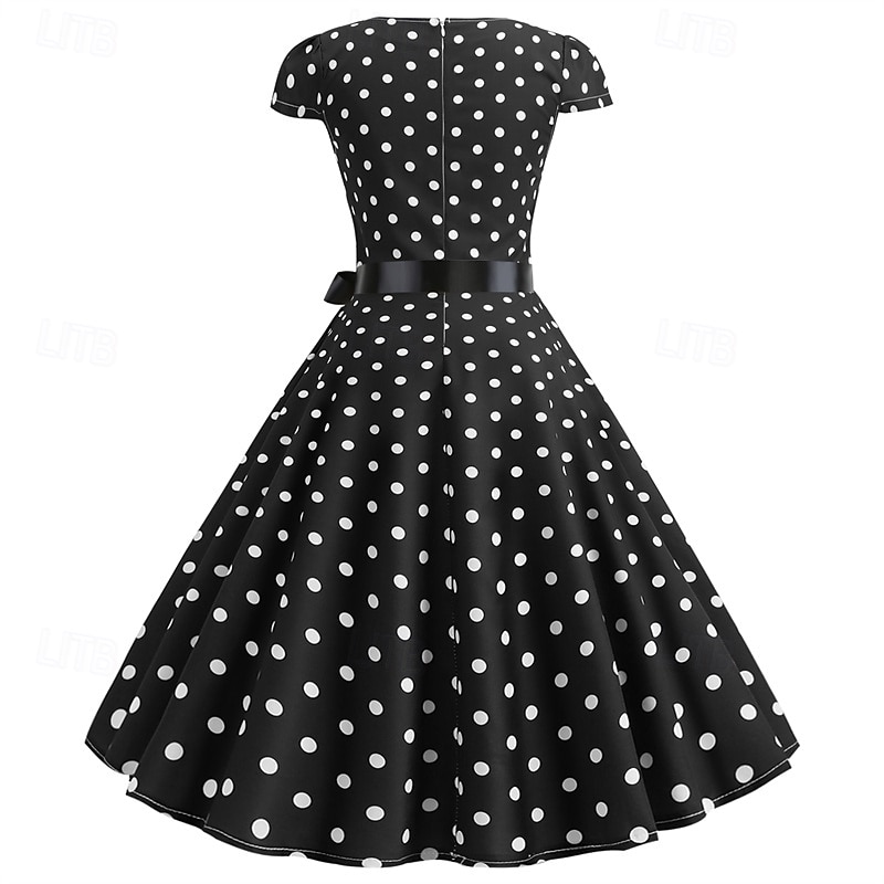 Elegant Classical 1950s Dress Polka Dot A-Line Women's Valentine's Day Event / Party Date Tea Party Adults' Dress Spring & Summer 2025 - GBP £15 –P9