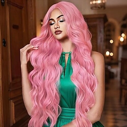 parrucche per donne parrucca con parte centrale riccia parrucca sintetica dall'aspetto naturale parrucche in fibra resistente al calore per cosplay costume di halloween uso quotidiano per feste del 2025 a $19.49 –P2