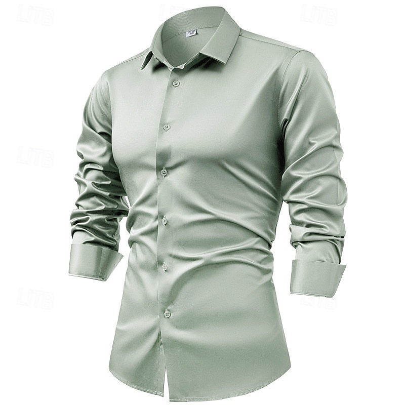 Miesten Paita Pukupaita Button Up paita Tavallinen Häät Juhla Musta Valkoinen Vaalean vihreä Vaaleanpunainen Pitkähihainen Kauluskäänne 봄 & Syksy Vaatetus 2025 - $28.99 –P13