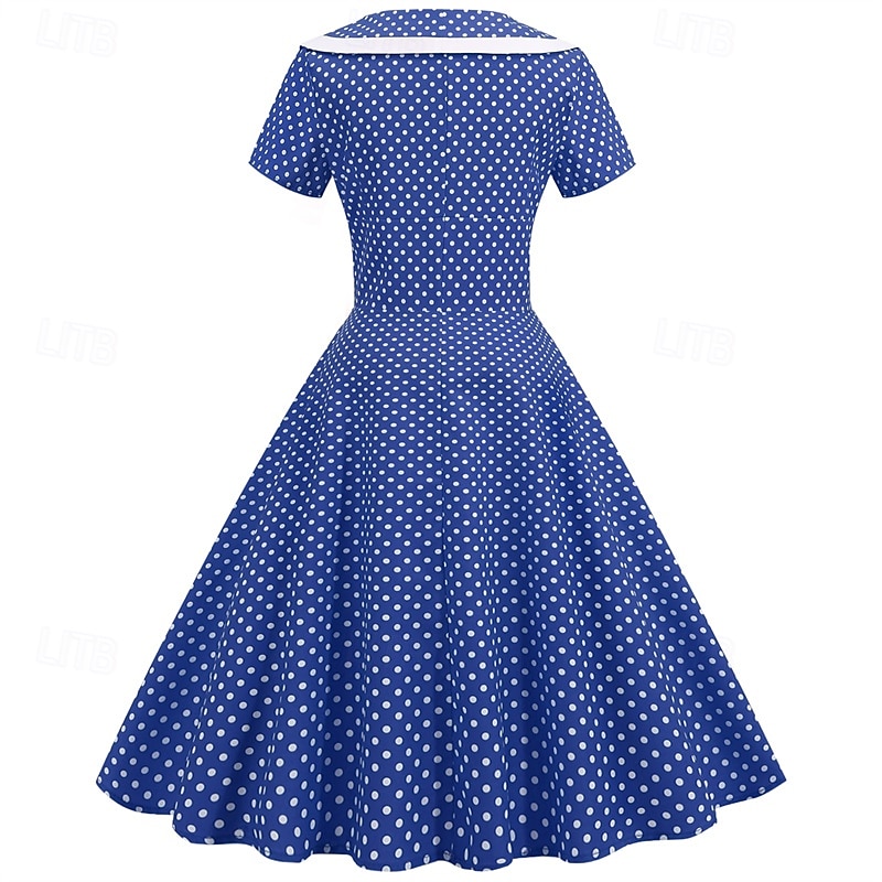 Elegante Classico Anni 1950 Vestito A Pois Linea ad A Costume Per donna San Valentino Evento / Festa Data Tè Adulti Vestito Primavera & Estate del 2025 a $21.99 –P12