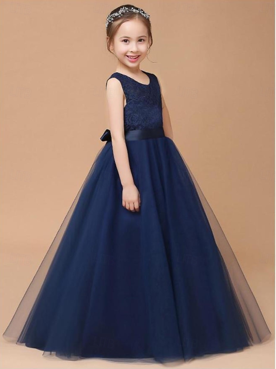 ts princesse longueur au sol robe de demoiselle d'honneur quinceanera filles jolie robe de bal tulle avec nœud(s) coupe élégante 3-16 ans de 2025 ? $102.99 –P2