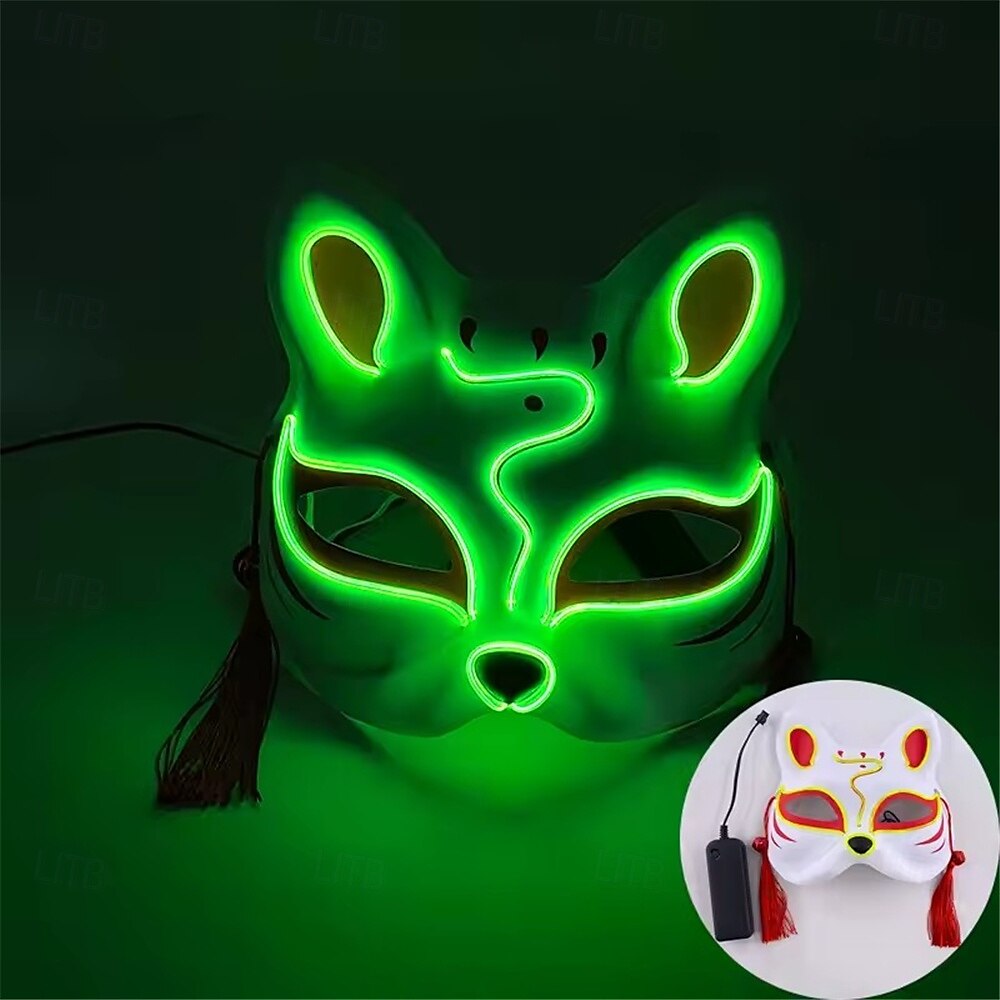 Carnival LED Fox Luminous Mask - Festival Party Light Up Decoration Prop, Internet Celebrity Live Streaming Gift AA Batteries Powered - 1PC 2025 - $14.99 –P11