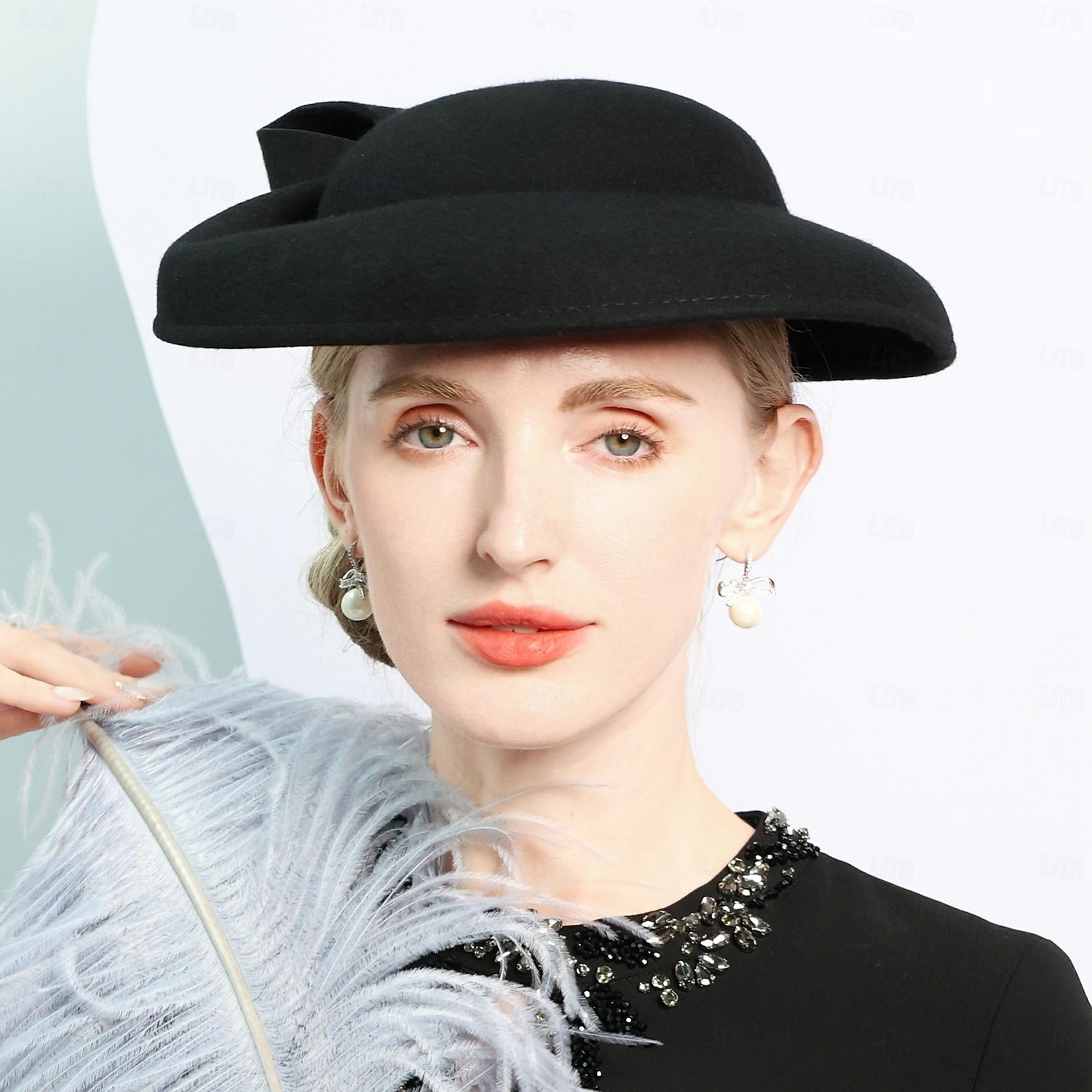 hattar 100 % ull fedora hatt fat hatt bröllop tefest elegant bröllop med pilbåge skarvning huvudbonader huvudbonader 2025 - $46.99 –P15