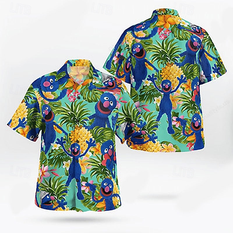 Per uomo Pop art Ananas Hawaiano Camicia Camicia estiva Camicia hawaiana Manica corta Camicia Collo ripiegabile Hawaiano Originale Informale Esterno Strada Informale Rosso verde Verde chiaro Blu Con del 2025 a $3.09 –P11