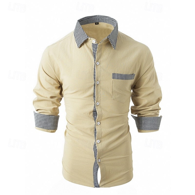 Herren Hemd Oberhemd Knopfhemd Farbblock Hochzeit Party Schwarz Weiß Rosa Orange Langarm Kargen Frühling & Herbst Bekleidung Patchwork 2025 - $26.99 –P6