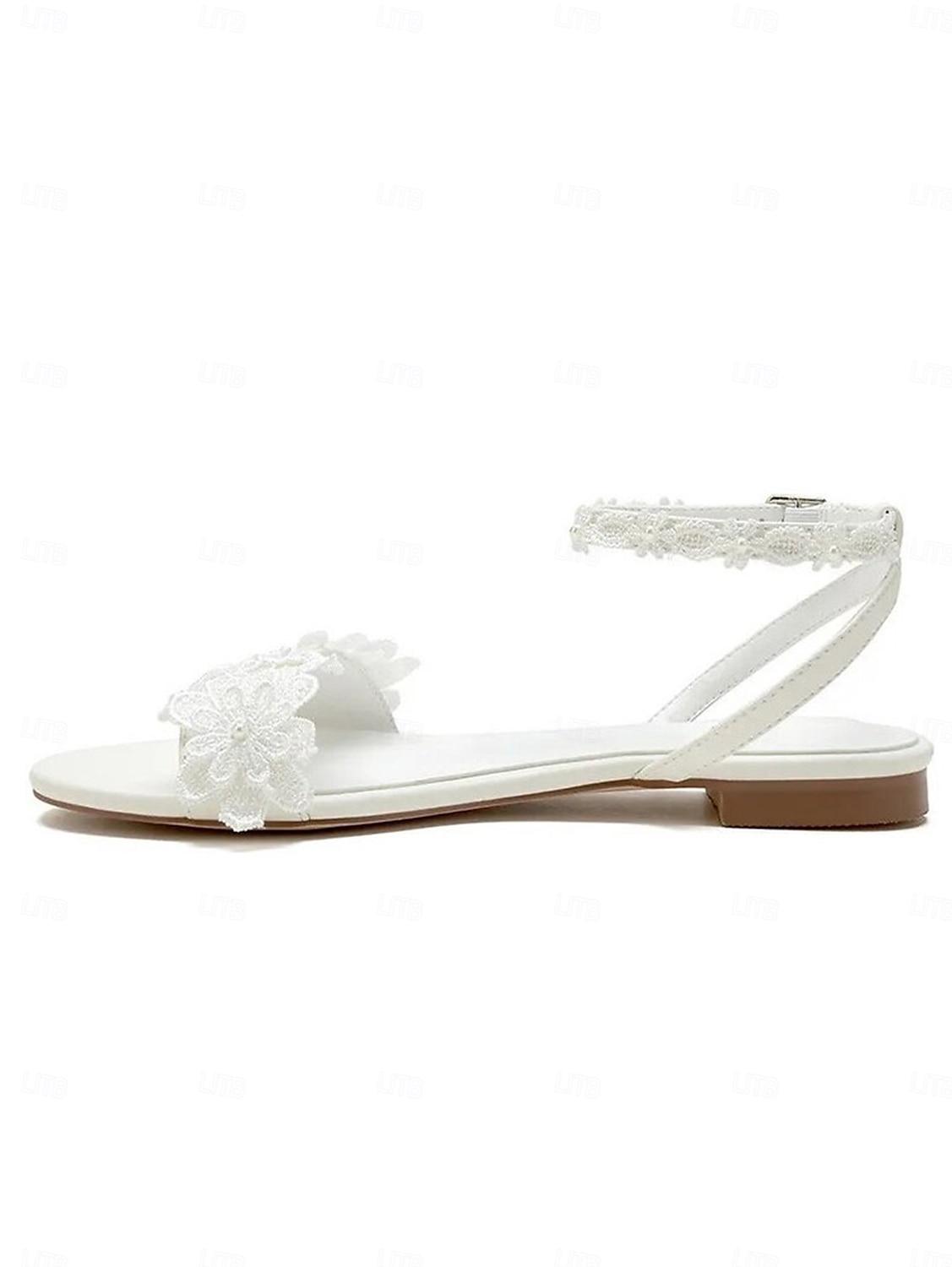 sandales de mariée en dentelle blanche pour femmes avec appliques florales - idéales pour les mariages bohèmes de 2025 ? $54.99 –P1