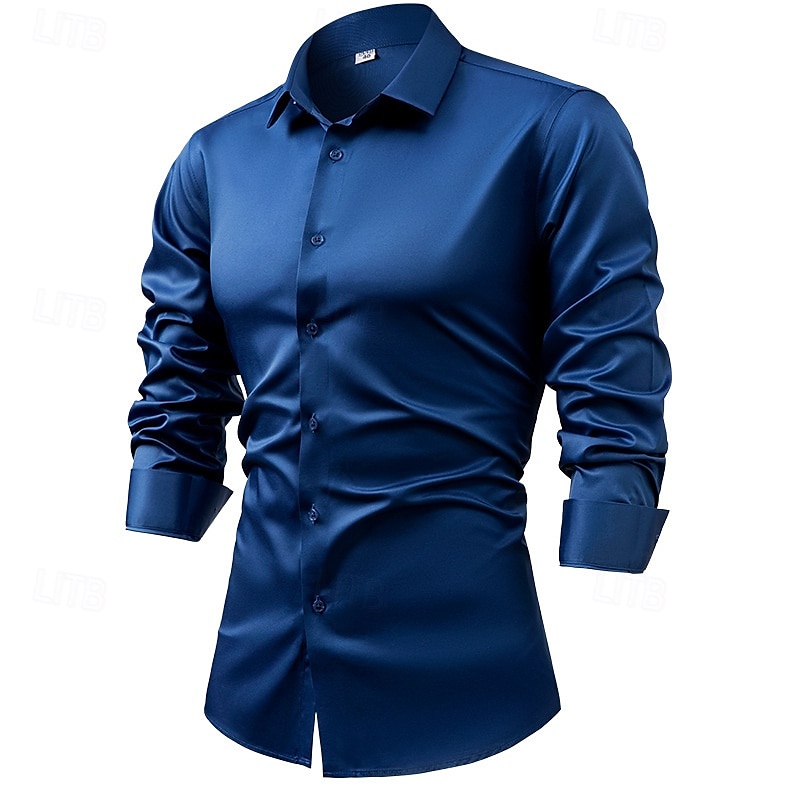 Miesten Paita Pukupaita Button Up paita Tavallinen Häät Juhla Musta Valkoinen Vaalean vihreä Vaaleanpunainen Pitkähihainen Kauluskäänne 봄 & Syksy Vaatetus 2025 - $28.99 –P6