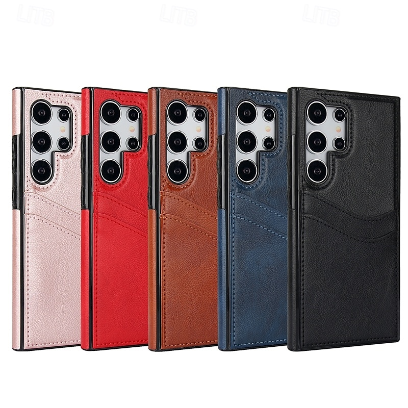 Puhelinlokero Samsung Galaxy S24 Ultra S24 Plus S24 S24 FE S23 S23 Ultra S23 Plus S22 S22 Plus Ultra A55 5G takakansi korttipaikka iskuja kestävä retro TPU PU nahka 2025 - $16.99 –P1
