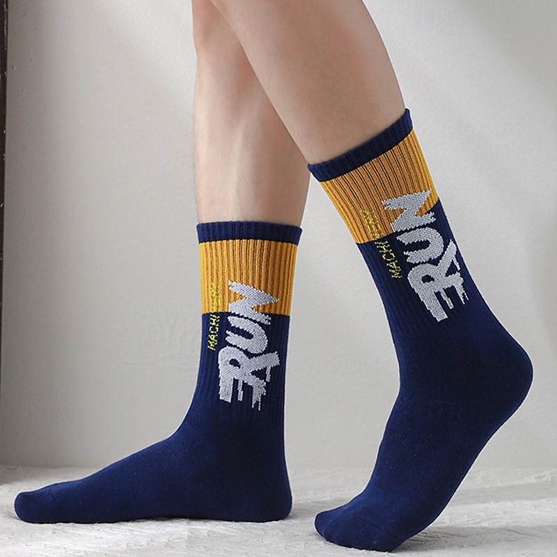 בגדי ריקוד גברים 5 זוגות רב חבילות גרביים גרבי צוות גרביים לריצה גרביים ליומיום שחור לבן צבע קולור בלוק אותיות חופשה ספורט וחוץ יומי בסיסי בינוני אביב סתיו אופנתי יום יומי 2026 - $15.49 –P9