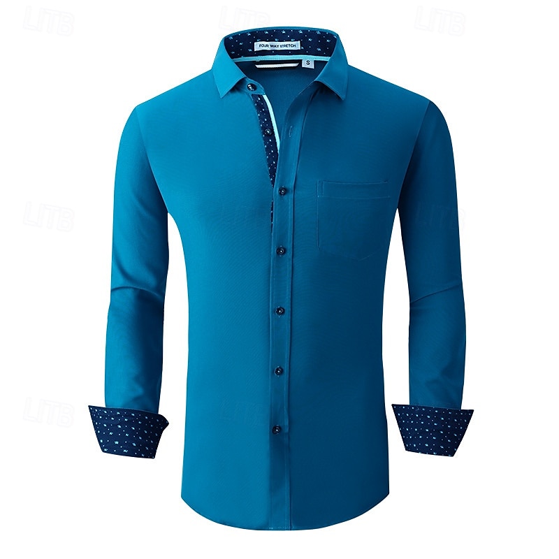 Herren Hemd Oberhemd Knopfhemd Glatt Hochzeit Party Schwarz Weiß Rosa Wein Langarm Kargen Frühling & Herbst Bekleidung 2025 - $26.99 –P7
