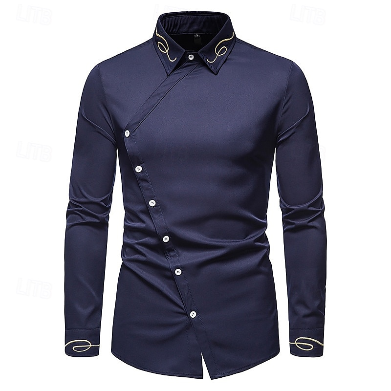 Herre Skjorte Dresskjorter Skjorte med knapper عادي Bryllup Fest Svart Hvit Rød Navyblå Langermet Knaphul Vår & Vinter Klær Broderi 2025 - $31.99 –P7