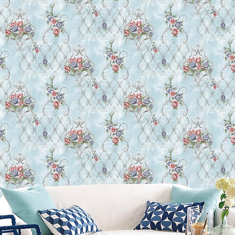 1 rulle 3d europeisk damast icke självhäftande tapet präglad sovrum sänggavel vardagsrum bakgrund väggdekoration vattentät tapet 950x53cm/374x20.87inch 2026 - $47.99 –P12