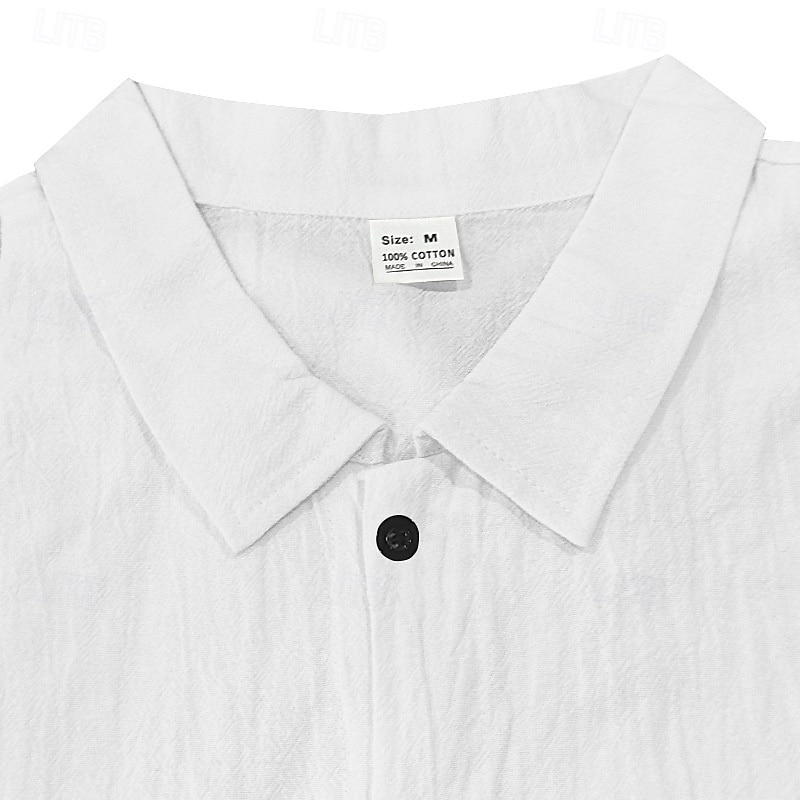 Per uomo Camicia Camicia di lino Camicia casual Camicia con Bottoni Camicia di cotone Semplice Vacanza Camicia hawaiana Nero Bianco Cachi Grigio Manica Lunga Colletto alla coreana Primavera & Autunno del 2025 a $23.99 –P5